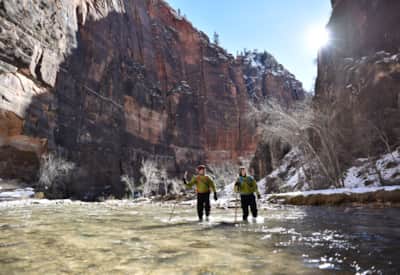 A winter-water trek through the Narrows.