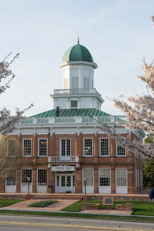 The Council Hall building where the Utah Territorial Legislature voted unanimously to extend voting rights to women.