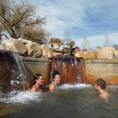 Crystal Hot Springs consists of hot tubs, a soaker pool, a lap pool, an Olympic-sized pool and two 360-foot water slides as well as campsites for over-night stays.