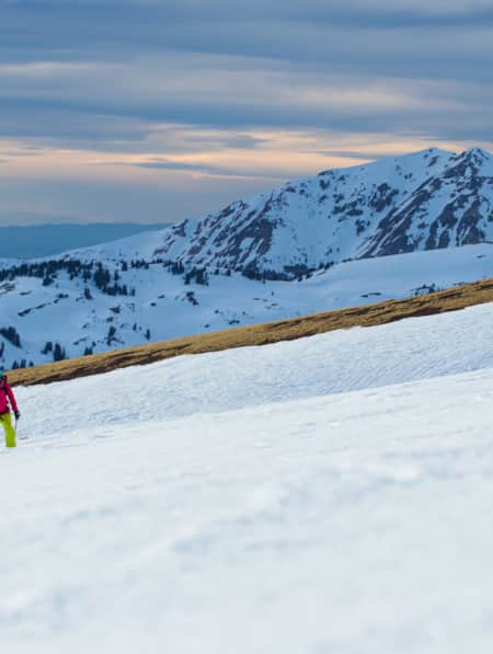 Person snowshoeing in the Tushar Mountains.