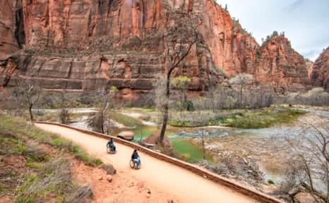 The Riverside Walk Trail may be partially or completely doable leading up to the edge of the Virgin River.