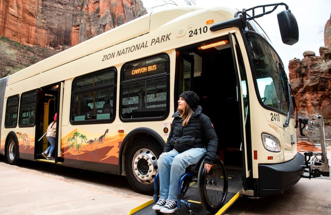 The Zion Shuttle operates within Zion National Park, beginning at the visitor center, just north of the Springdale park entrance. It typically comes every 10-15 minutes.